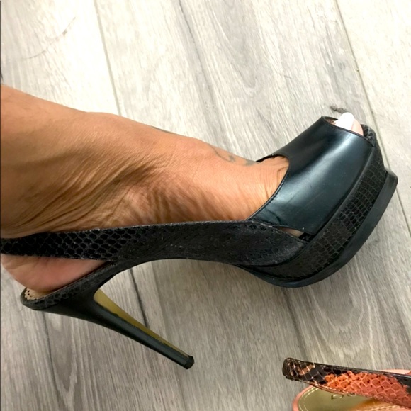 bebe Shoes - Black sling back Bebe heels zahara